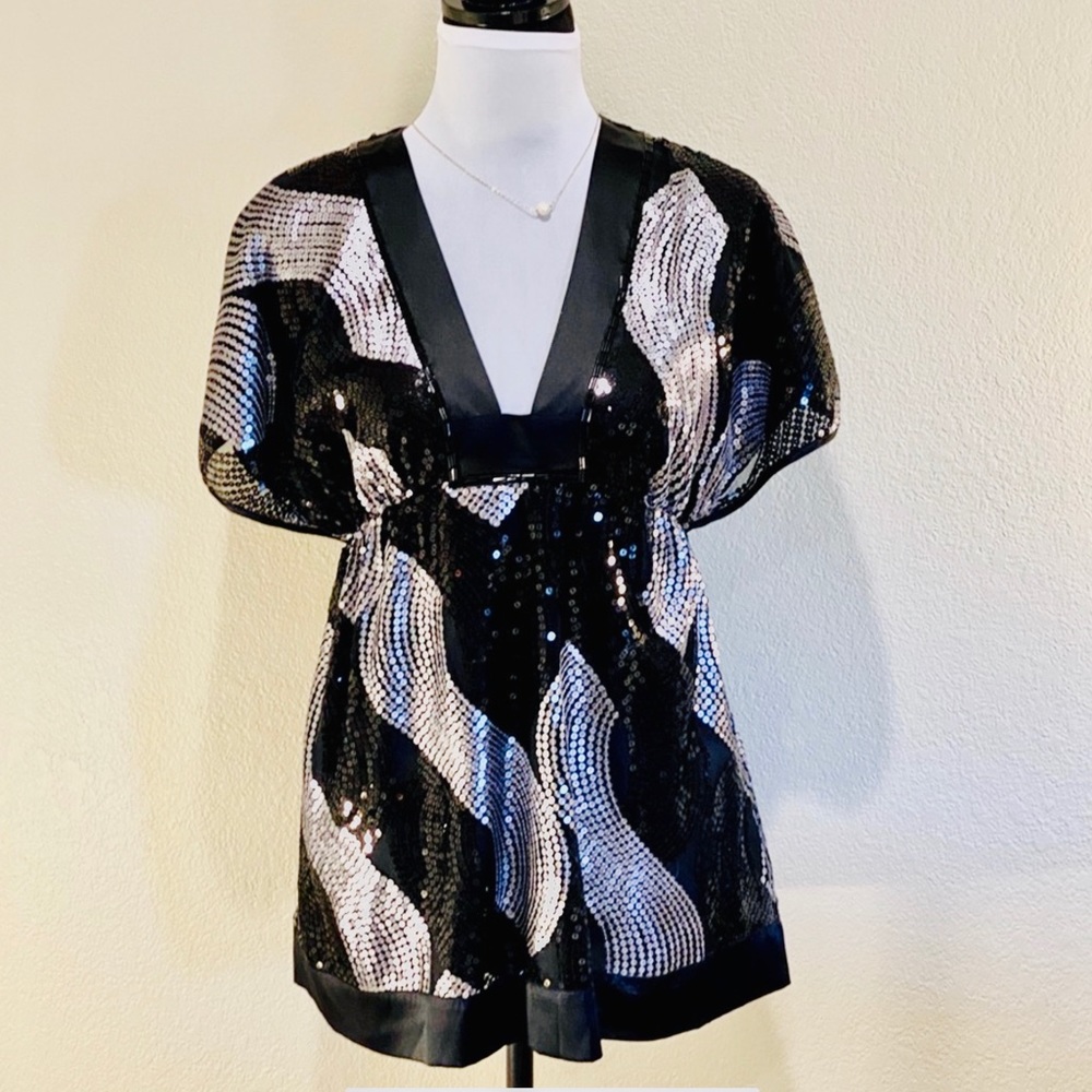 Hale Bob Black And Silver Sequence Tunic - image 2